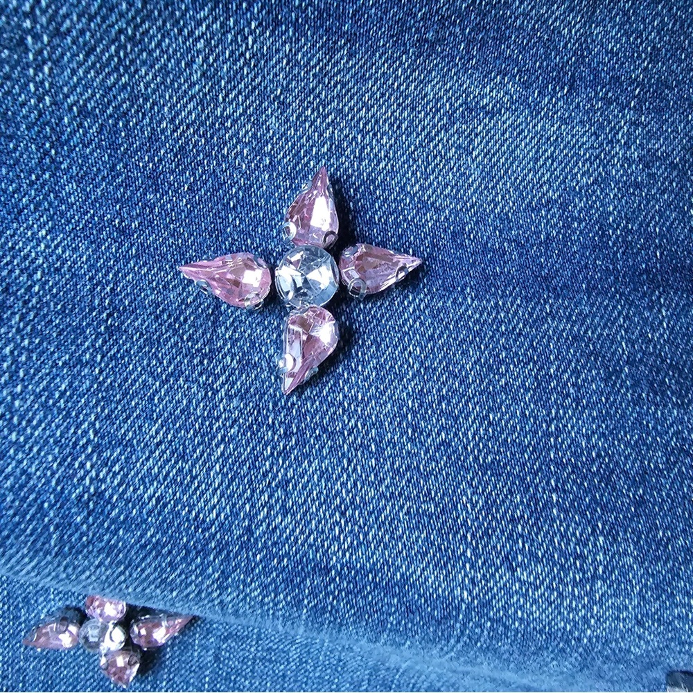 EARL Jeans Skinny Bedazzled Rhinestone Accents Tapered Legs  Whiskers Size 10 - Picture 6 of 10